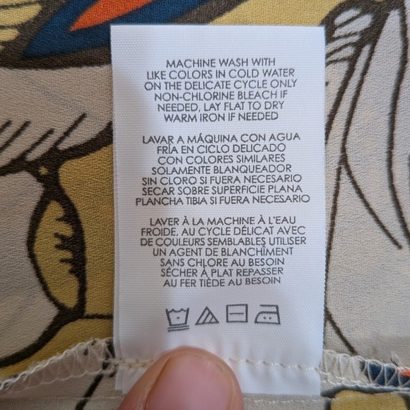 Cabi Blouse Long Sleeve S Floral V Neck Lightweight Yellow White Smocked Sleeve - Picture 7 of 10